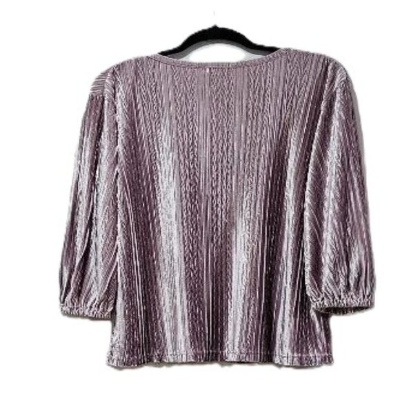 WORLD MARKET PINK VELVET STRETCH LONG SLEEVE SCOOP NECK TOP  L/XL  HOLIDAY - Picture 4 of 9